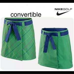 NIKE GOLF CONVERTIBLE Dri Fit GREEN/Blue Plaid Skirt sz 10/M